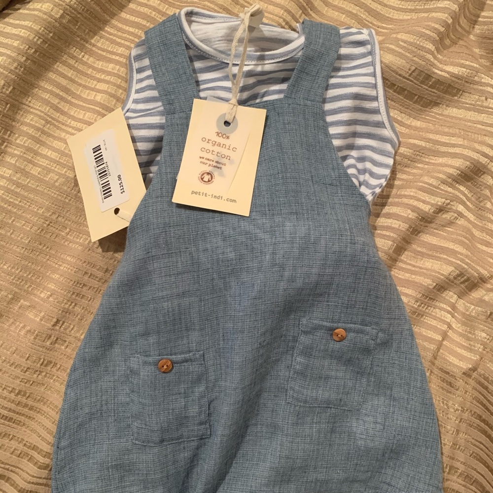 Petit Indi baby boy overalls 6M